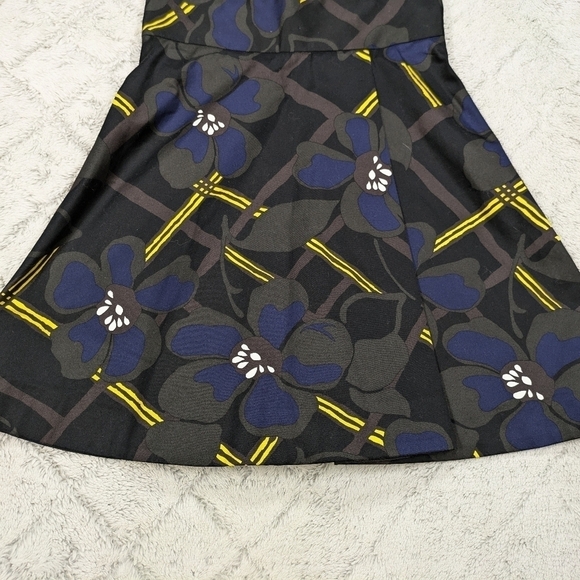 Marni Skirt Women's 40 US 4 Black Blue Floral Abstract High Waist Cotton Retro - Picture 2 of 9